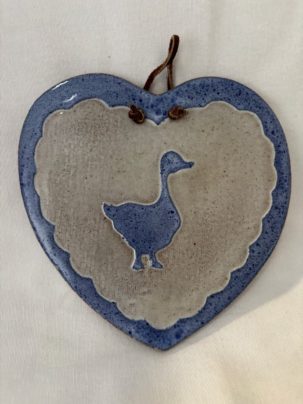 Vintage 1983 Salt Glaze Trivet Lucky Duck Artist Signed Cottagecore